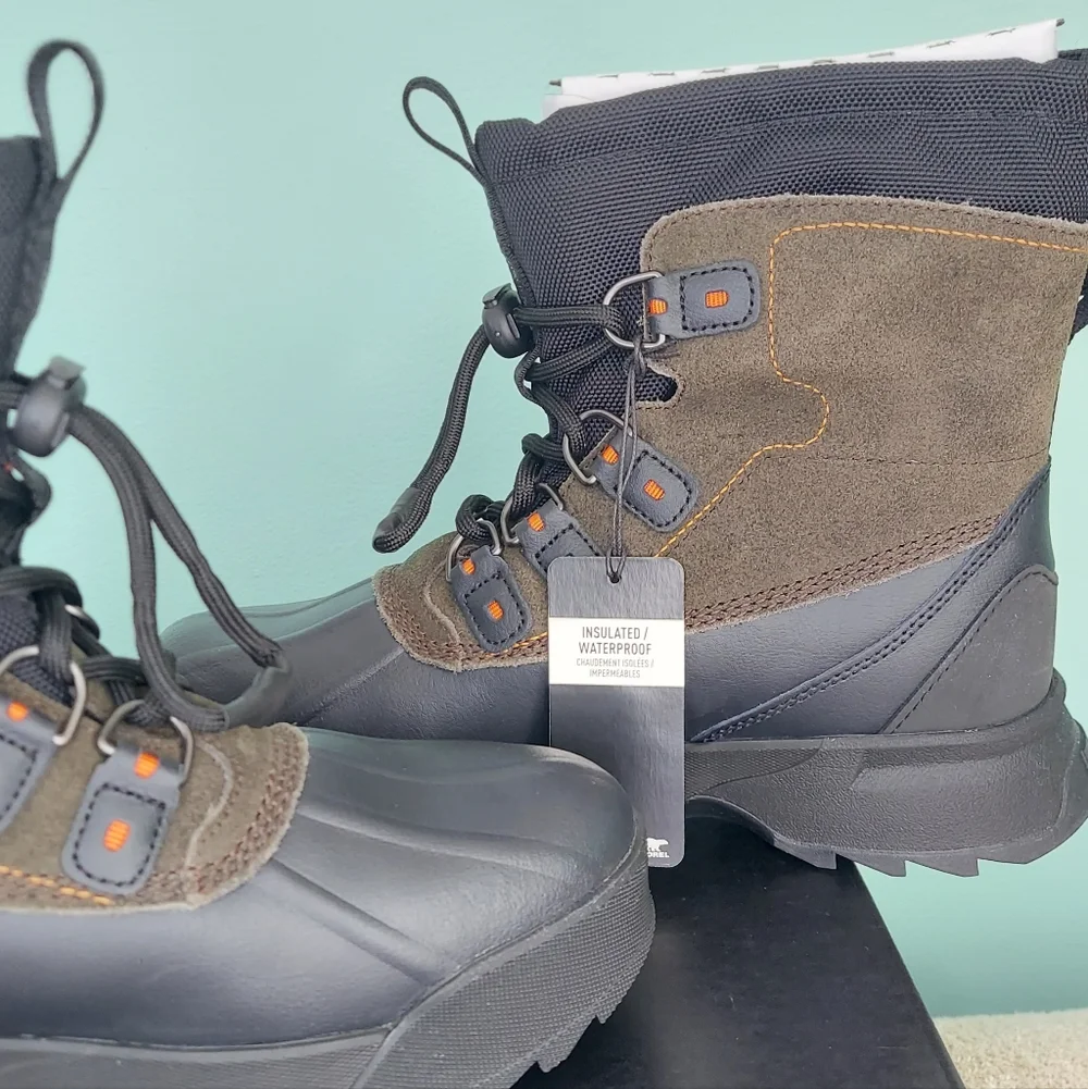 Sorel Scout 87 Black/Quarry Waterproof Men's Winter Boots Size 9 NWT